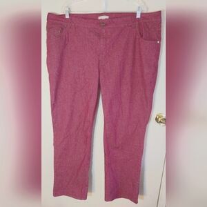 WOMAN WITHIN PLUS SIZE 22W PINK/MAGENTA JEANS STRETCH 5-POCKET IRIDESCENT NWOT